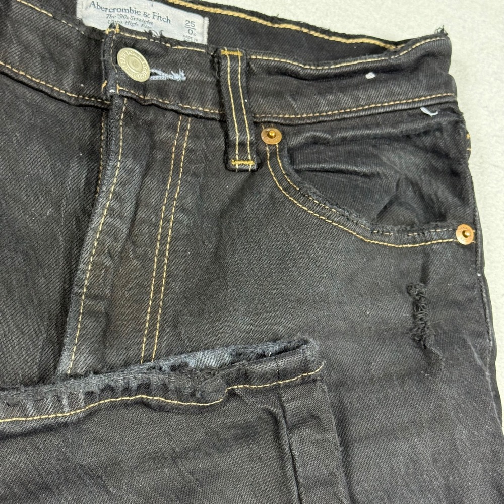 Abercrombie&Fitch The 90s Straight Ultra High Rise Distressed Black Jeans 25 0S